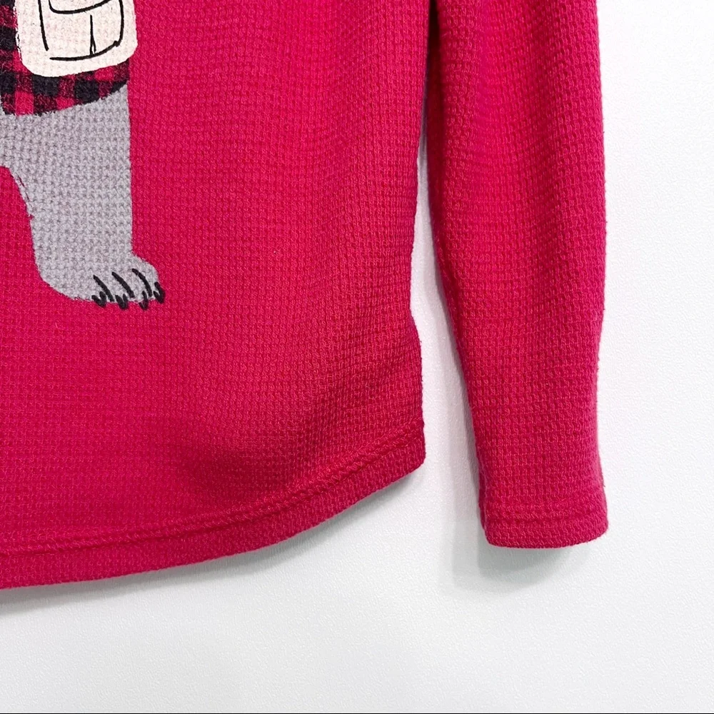 old navy | happy camper waffle knit thermal raglan tee red 5t